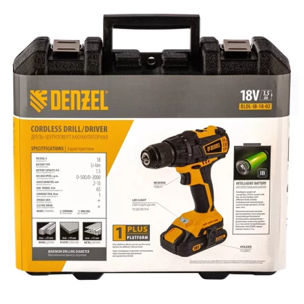 Дрель-шуруповерт аккумуляторная BLDL-IB-18-02 Denzel 26121 купить в Нижневартовске