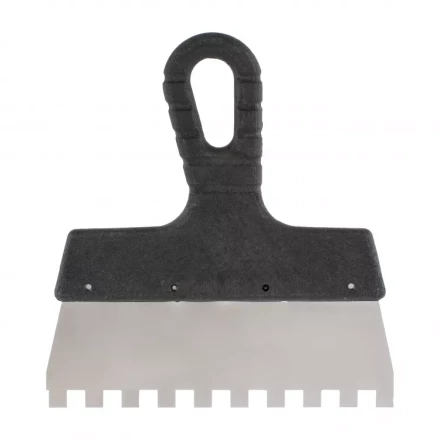 Шпатель из нержавеющей стали 150 мм зуб 10 х 10 мм пластмассовая ручка 85147 купить в Нижневартовске
