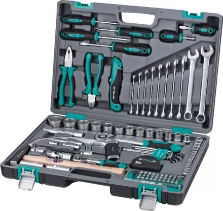 Набор инструментов 1/2  1/4 CrV пластиковый кейс  98 предметов STELS 14111 купить в Нижневартовске