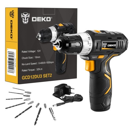 Дрель аккумуляторная в наборе DEKO GCD12DU3 SET2 Li-Ion, 063-4146 купить в Нижневартовске