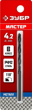 ЗУБР 4.2 х 75 мм, сталь Р4М2, класс В, сверло по металлу (29605-4.2) купить в Нижневартовске