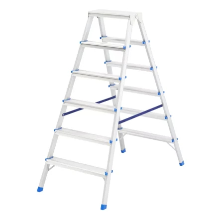 Стремянка двусторонняя 6 ступеней алюминиевая Сибртех 97926 купить в Нижневартовске