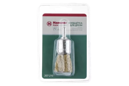 Кордщетка HAMMER кисть 25мм для дрели гофрированная латунированная сталь (207-210) купить в Нижневартовске