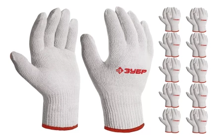 ЗУБР ОПТИМА, S-M, х/б перчатки без покрытия, 10 класс, 10 пар (11446-M10) купить в Нижневартовске
