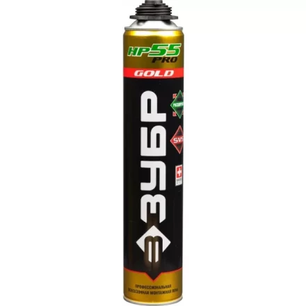 Пена ЗУБР &quot;GOLD PRO НР55&quot; профессиональная, монтажная, пистолетная, всесезонная, 800мл 41158 купить в Нижневартовске