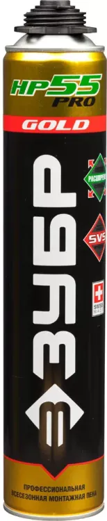 Пена ЗУБР "GOLD PRO НР55" профессиональная, монтажная, пистолетная, всесезонная, 800мл 41158 купить в Нижневартовске