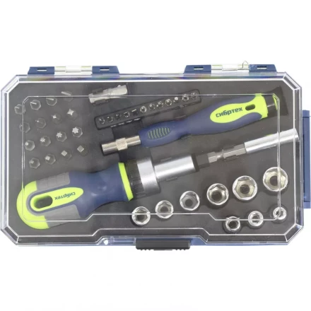 Отвертки реверсивные с набором бит и торцевыми головками 41 штук CrV Сибртех 13338 купить в Нижневартовске