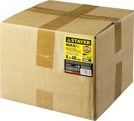 Дюбель-гвоздь полипропиленовый, потайный бортик, 6 x 40 мм, 2500 шт, STAYER Master 30640-06-040 30640-06-040 купить в Нижневартовске