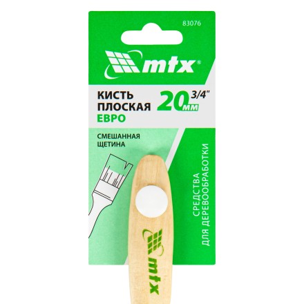 Кисть плоская &quot;Евро&quot; 3/4&quot;, смешанная щетина, деревянная ручка MTX 83076 купить в Нижневартовске