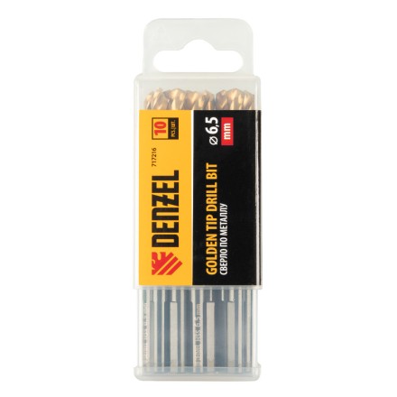 Сверло по металлу, 6,5 мм, HSS-Tin, Golden Tip, 10 шт. Denzel 717216 купить в Нижневартовске