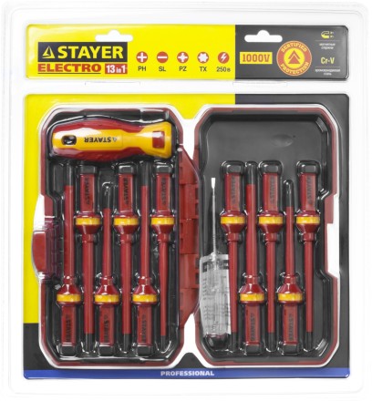 Набор STAYER &quot;PROFI&quot;: Отвертки диэлектрические до 1000В, 13 предметов 25146-H13 купить в Нижневартовске