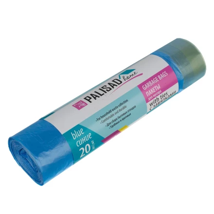 Пакеты для мусора с завязками 60 л x 20 шт., синие, Home Palisad 927205 купить в Нижневартовске