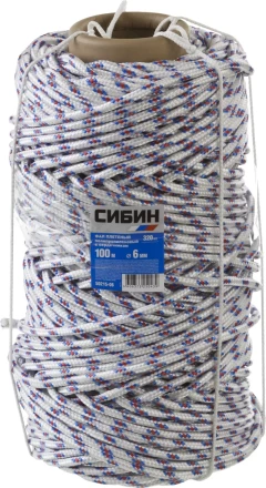 Фал плетёный полипропиленовый СИБИН 16-прядный с полипропиленовым сердечником, диаметр 6 мм, бухта 100 м, 320 кгс 50215-06 купить в Нижневартовске