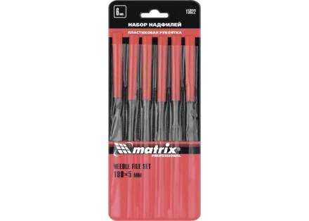 Набор надфилей 180 х 5мм 6 шт пластиковые рукоятки MATRIX 15822 купить в Нижневартовске