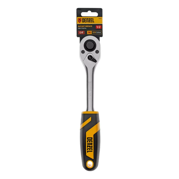 Ключ-трещотка 1/2" Denzel 14033, 90 зубьев, с быстрым сбросом, CrV купить в Нижневартовске