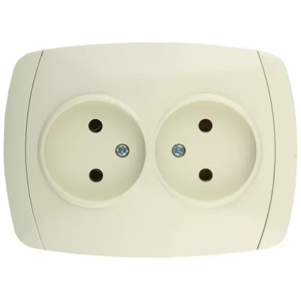 Розетка СВЕТОЗАР "CITY LIGHT" двойная в сборе, без заземления, цвет бежевый, 16А/~250В SV-54202-B купить в Нижневартовске