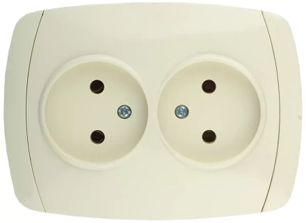 Розетка СВЕТОЗАР "CITY LIGHT" двойная в сборе, без заземления, цвет бежевый, 16А/~250В SV-54202-B купить в Нижневартовске