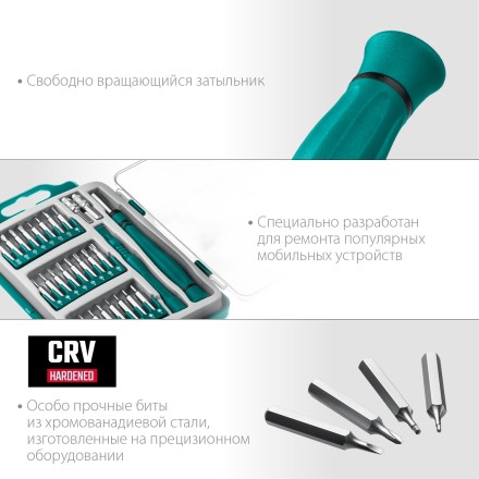 Набор Precision-28: для точных работ и всех видов мобильных устройств, двухкомпонентная рукоятка, Сr-V 25677 купить в Нижневартовске