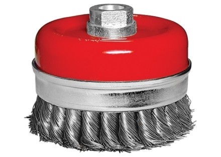 Щетка для УШМ Heavy Duty, 125 мм, М14, &quot;чашка&quot;, крученая металлическая проволока  MATRIX 74674 купить в Нижневартовске