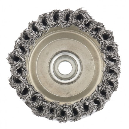 Щетка для УШМ Heavy Duty, 125 мм, М14, &quot;чашка&quot;, крученая металлическая проволока  MATRIX 74674 купить в Нижневартовске