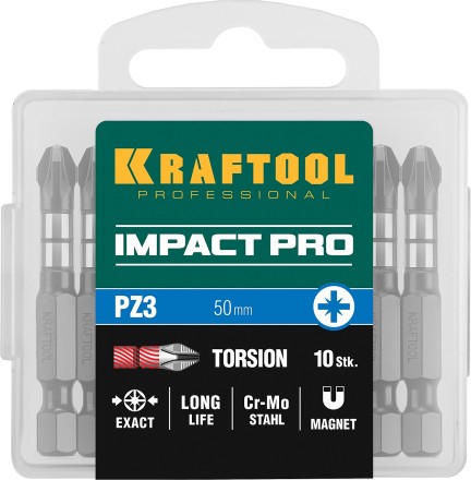 Биты для ударных шуруповертов KRAFTOOL Impact Pro PZ 26193-3-50-S10 купить в Нижневартовске