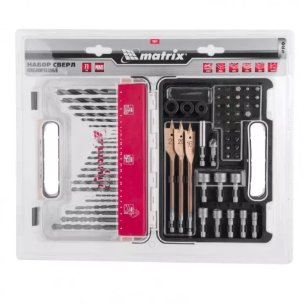 Набор сверл комбинированный по металлу 1-6 мм бетону 3-8 мм дереву 3-8 мм перки биты 30 шт адаптер головки 8 шт 71 предмет Pro Matrix 725671 купить в Нижневартовске
