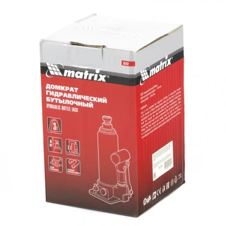 Домкрат гидравлический бутылочный 3 т h подъема 178-343 мм Matrix 50762 купить в Нижневартовске