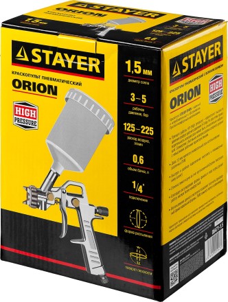 Краскопульт пневматический STAYER &quot;MASTER&quot; ORION, c верхним бачком, 1,5мм 06471-1.5 купить в Нижневартовске