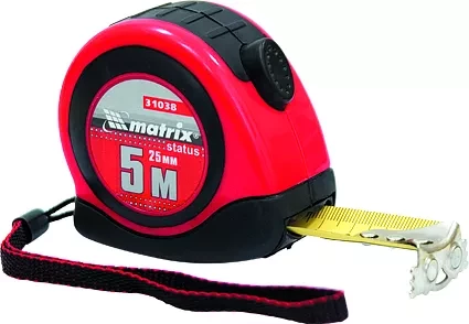 Рулетка Status autostop magnet 5 м х 25 мм двухкомпонентный корпус зацеп с магнитом  MATRIX 31038 купить в Нижневартовске
