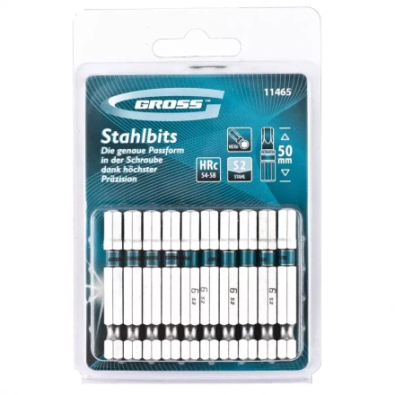 Набор бит HEX 6х50 сталь S2 10 шт GROSS 11465 купить в Нижневартовске