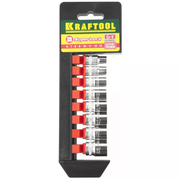 Набор KRAFTOOL "EXPERT QUALITAT" Торцовые головки "SUPER LOCK", 1/4", 6-13мм, 8 предметов 27860-H8_z01 купить в Нижневартовске