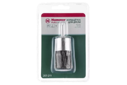 Кордщетка HAMMER кисть 28мм для дрели витая сталь (207-211) купить в Нижневартовске