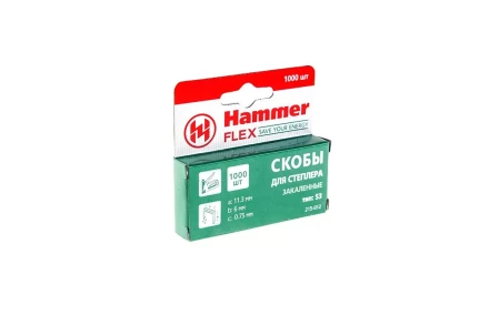 Скобы для степлера HAMMER 215-012 6мм, тип 53, 1000 шт. купить в Нижневартовске