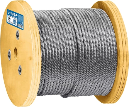 ЗУБР DIN 3060, свивка 6 х 19 + IWR, 14 мм, L 50 м, грузоподъемный стальной трос, Профессионал (30415-14) купить в Нижневартовске