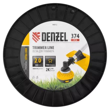 Леска для триммера двухкомпонентная звезда, 2,0мм х 374м, на DIN катушке EXTRA CORD// Denzel 96812 купить в Нижневартовске