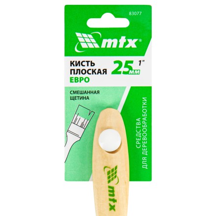 Кисть плоская &quot;Евро&quot; 1&quot;, смешанная щетина, деревянная ручка MTX 83077 купить в Нижневартовске