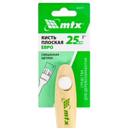 Кисть плоская "Евро" 1", смешанная щетина, деревянная ручка MTX 83077 купить в Нижневартовске