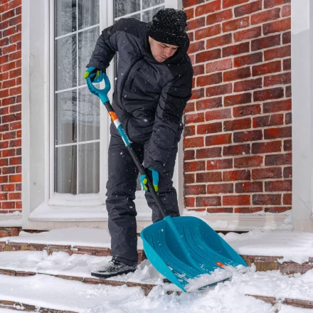 Лопата для уборки снега Palisad 61678, полипропилен, 450х450х1355 мм, алюминиевый черенок, усиленная, LUXE купить в Нижневартовске