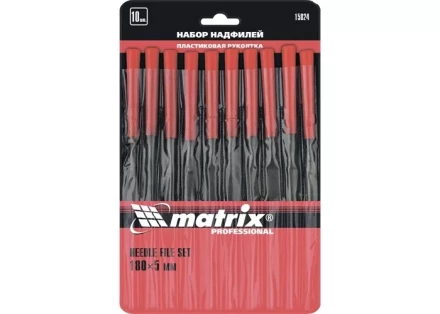 Набор надфилей 180 х 5мм 10 шт пластиковые рукоятки MATRIX 15824 купить в Нижневартовске