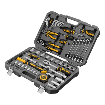 Набор инструментов Denzel 15801, 1/2&quot;, 1/4&quot;, CrV, S2, пластиковый кейс, 64 предмета купить в Нижневартовске