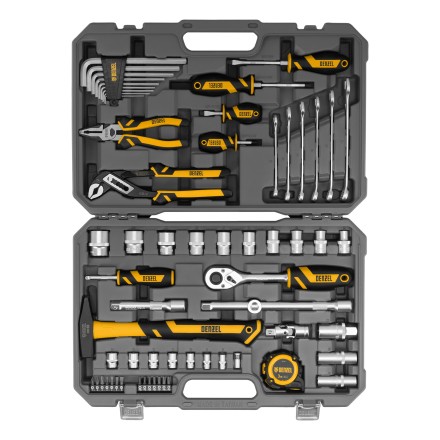 Набор инструментов Denzel 15801, 1/2&quot;, 1/4&quot;, CrV, S2, пластиковый кейс, 64 предмета купить в Нижневартовске