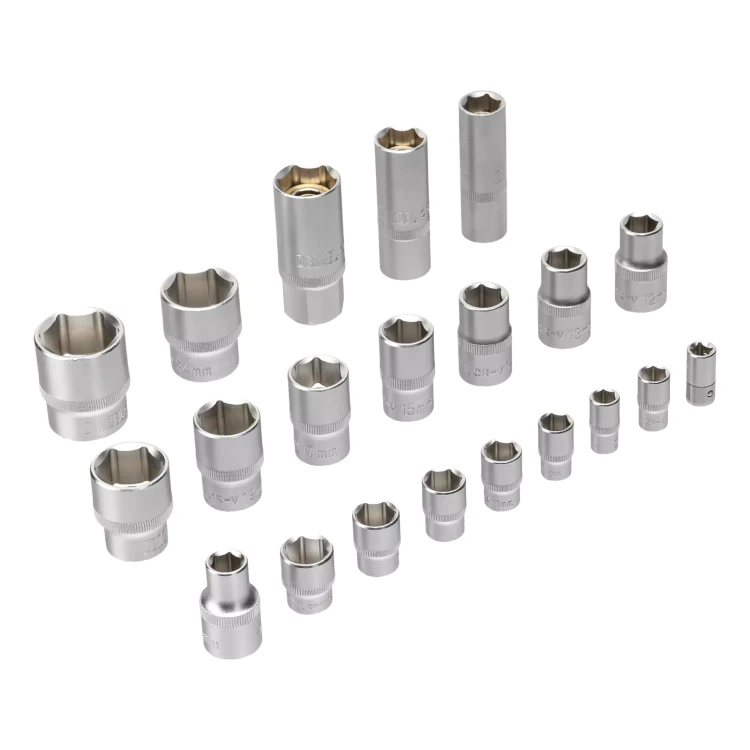 Набор инструментов Denzel 15801, 1/2", 1/4", CrV, S2, пластиковый кейс, 64 предмета купить в Нижневартовске