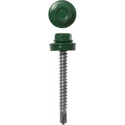 Саморезы ЗУБР &quot;ПРОФЕССИОНАЛ&quot; окраш., RAL 6002 зелен. лист, для крепл. кров. матер. к дерев. обреш., 4.8x70мм, 160шт 4-300315-48-070-6002