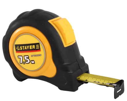 Рулетка STAYER "MASTER" "OMEGA" автостоп, обрезиненный корпус, 7,5мх25мм 548832 купить в Нижневартовске