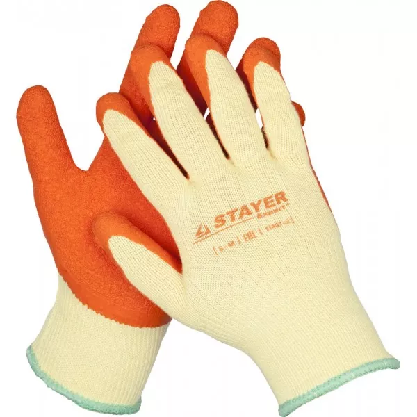 Перчатки STAYER "EXPERT"  рабочие с рельефным латексным покрытием, 10 класс, S-M 11407-S купить в Нижневартовске