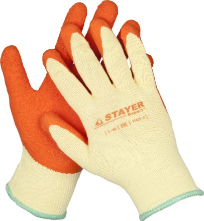 Перчатки STAYER &quot;EXPERT&quot;  рабочие с рельефным латексным покрытием, 10 класс, S-M 11407-S купить в Нижневартовске