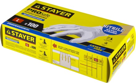Перчатки STAYER &quot;PROFI&quot; нитриловые экстратонкие, L, 100шт 11203-L купить в Нижневартовске