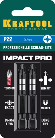 Биты для ударных шуруповертов KRAFTOOL Impact Pro PZ 26193-2-50-S2 купить в Нижневартовске