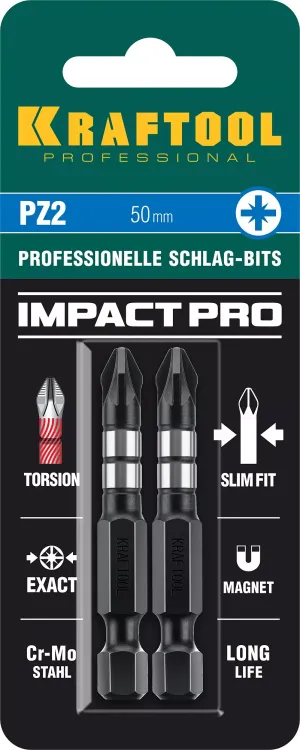 Биты для ударных шуруповертов KRAFTOOL Impact Pro PZ 26193-2-50-S2 купить в Нижневартовске