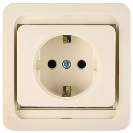 Розетка СВЕТОЗАР "ГАММА" одинарная, с заземлением, цвет бежевый, 16А/~250В SV-54105-B купить в Нижневартовске
